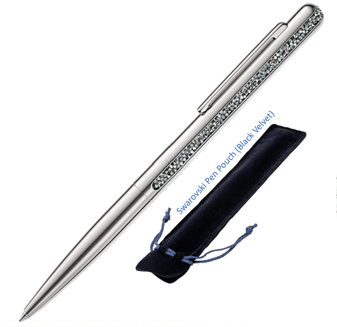 Swarovski Crystal Shimmer Ballpoint Pen - Silver Chrome Trim (with LASER Engraving) - KSGILLS.com | The Writing Instruments Expert