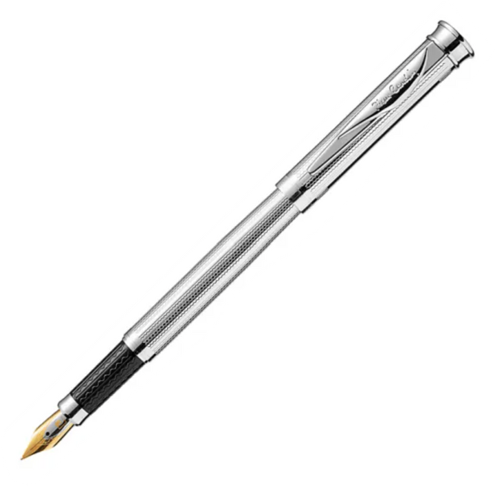 KSG Set - Pierre Cardin Pluto Premium Fountain Pen - Stainless Steel Shinny Chrome Trim (with LASER Engraving) - KSGILLS.com | The Writing Instruments Expert