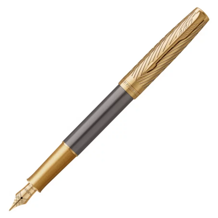 Parker Sonnet Fountain Pen - Pioneers Collection Arrow Black Gold Trim (18K Gold Nib)