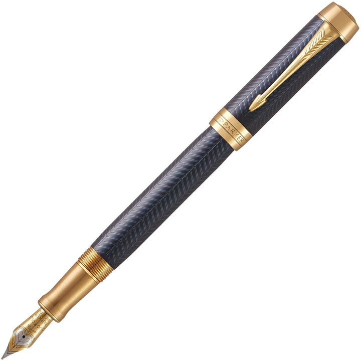 Parker Duofold Fountain Pen - Blue Chevron Gold Trim