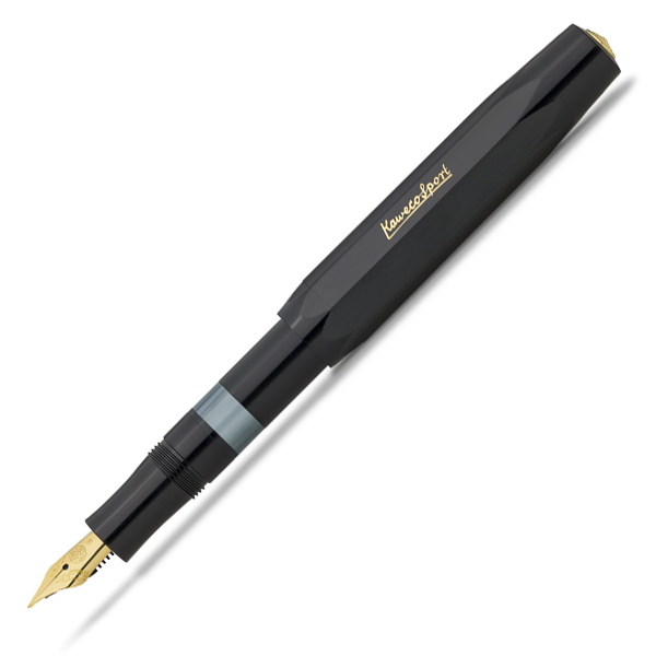 Kaweco Classic Sport Fountain Pen - Black Gold Trim (with Kaweco Ink Bottle 50ml)
