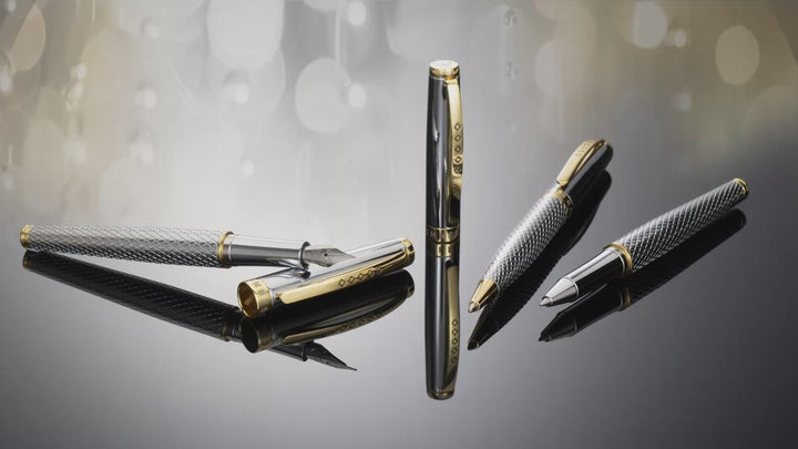 Tom Hessin Carbon Steel Ballpoint Pen - Black Matte Achromatic Guilloche Black Trim