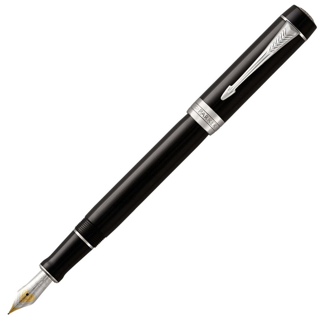 Parker Duofold Fountain Pen - Black Chrome Trim