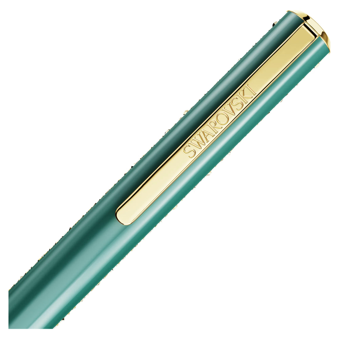 Swarovski Crystal Shimmer Glossy Shinny Ballpoint Pen - Green Gold Trim (with LASER Engraving)