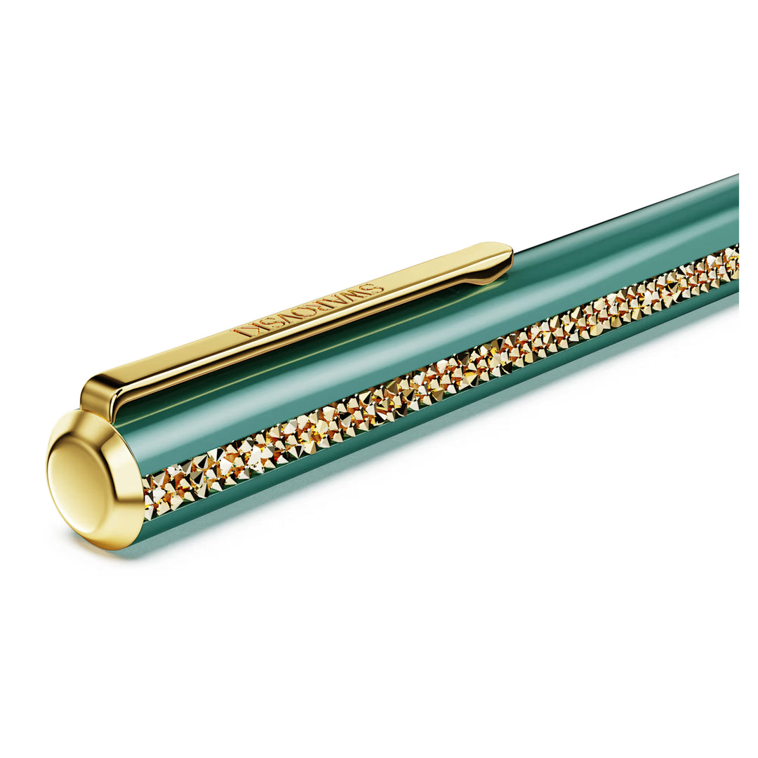 Swarovski Crystal Shimmer Glossy Shinny Ballpoint Pen - Green Gold Trim (with LASER Engraving)