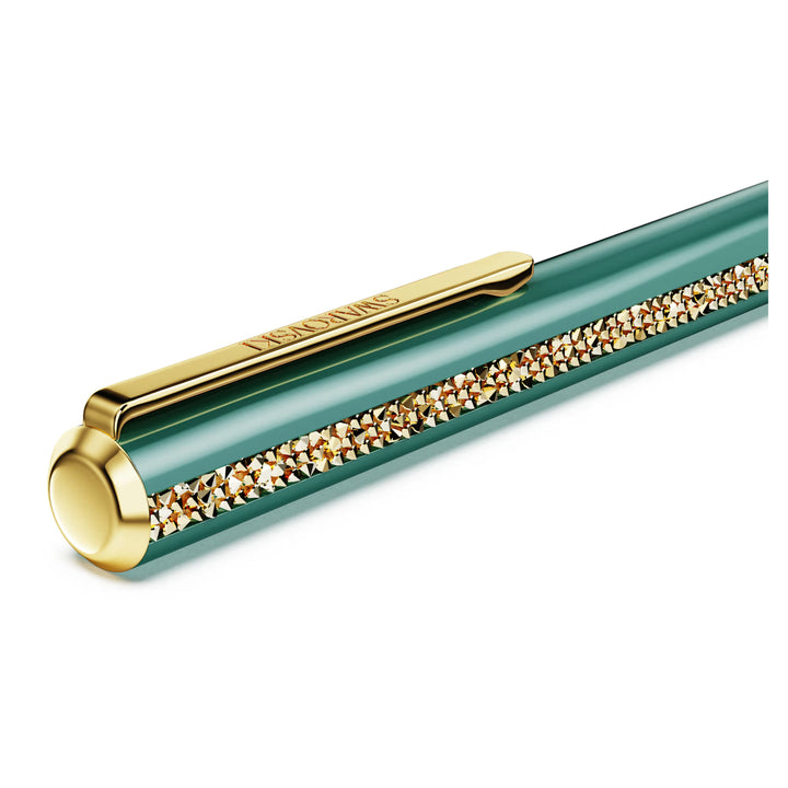 Swarovski Crystal Shimmer Glossy Shinny Ballpoint Pen - Green Gold Trim (with LASER Engraving)