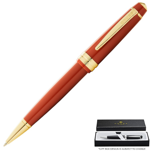 Cross Bailey Light Ballpoint Pen - Red Amber Gold Trim Glossy Polished Resin - KSGILLS.com | The Writing Instruments Expert