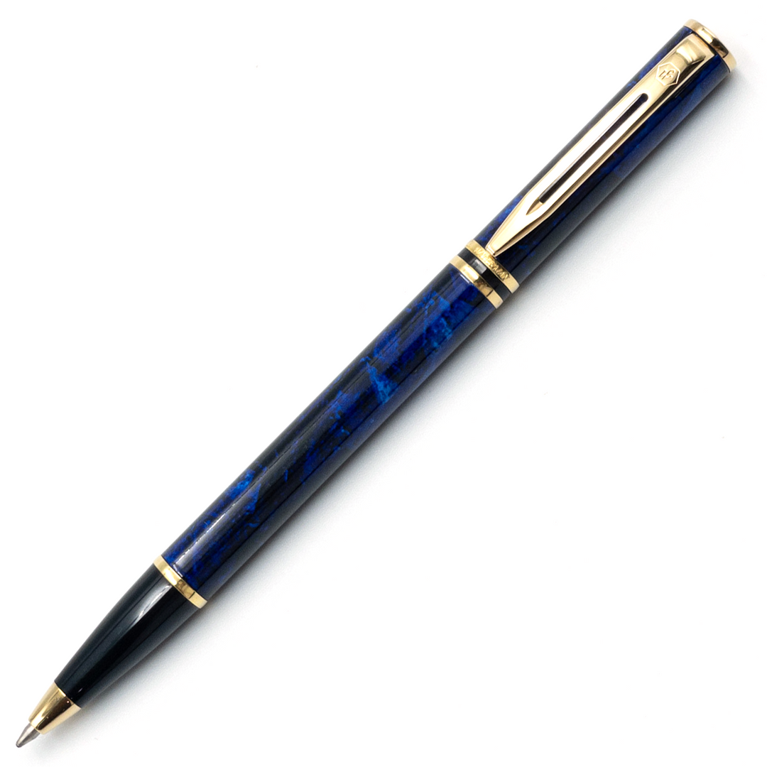 Waterman Laureat Ballpoint Pen - Blue Marble Gold Trim (France Classic Edition) - KSGILLS.com | The Writing Instruments Expert