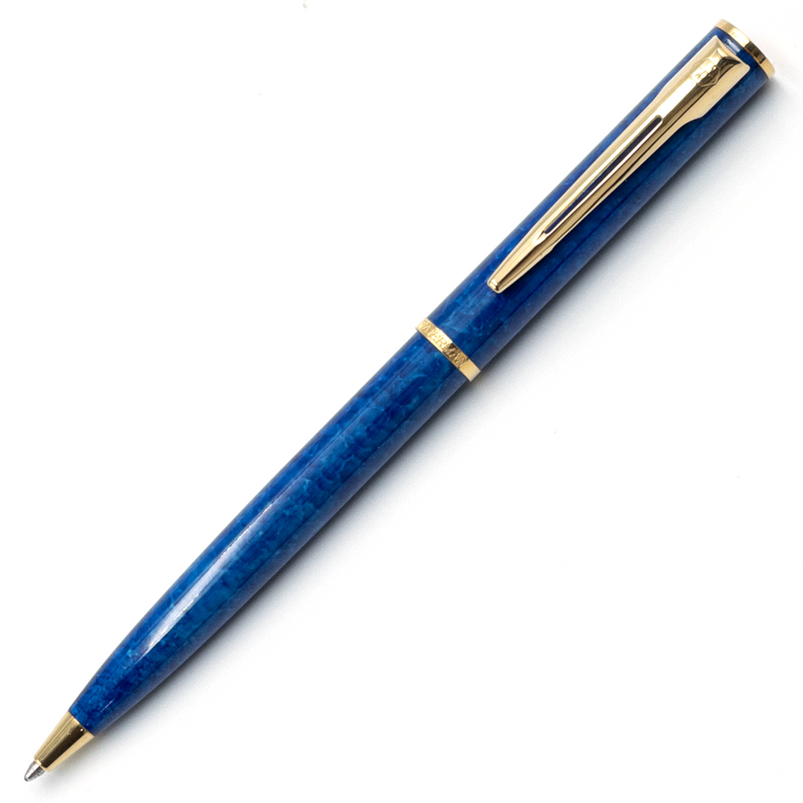 Waterman Apostrophe Ballpoint Pen - Blue Marble Gold Trim (France Classic Edition) - KSGILLS.com | The Writing Instruments Expert