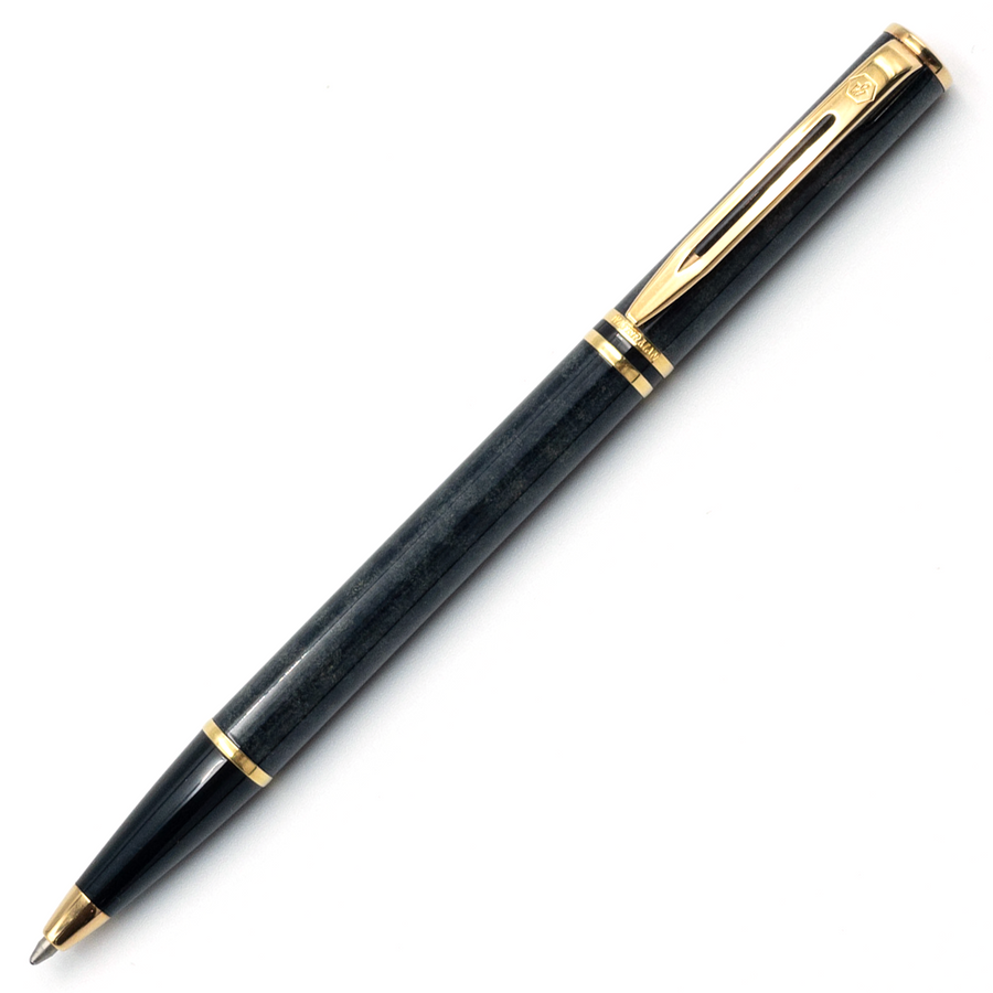 Waterman Laureat Ballpoint Pen - Dark Green Marble Gold Trim (France Classic Edition) - KSGILLS.com | The Writing Instruments Expert