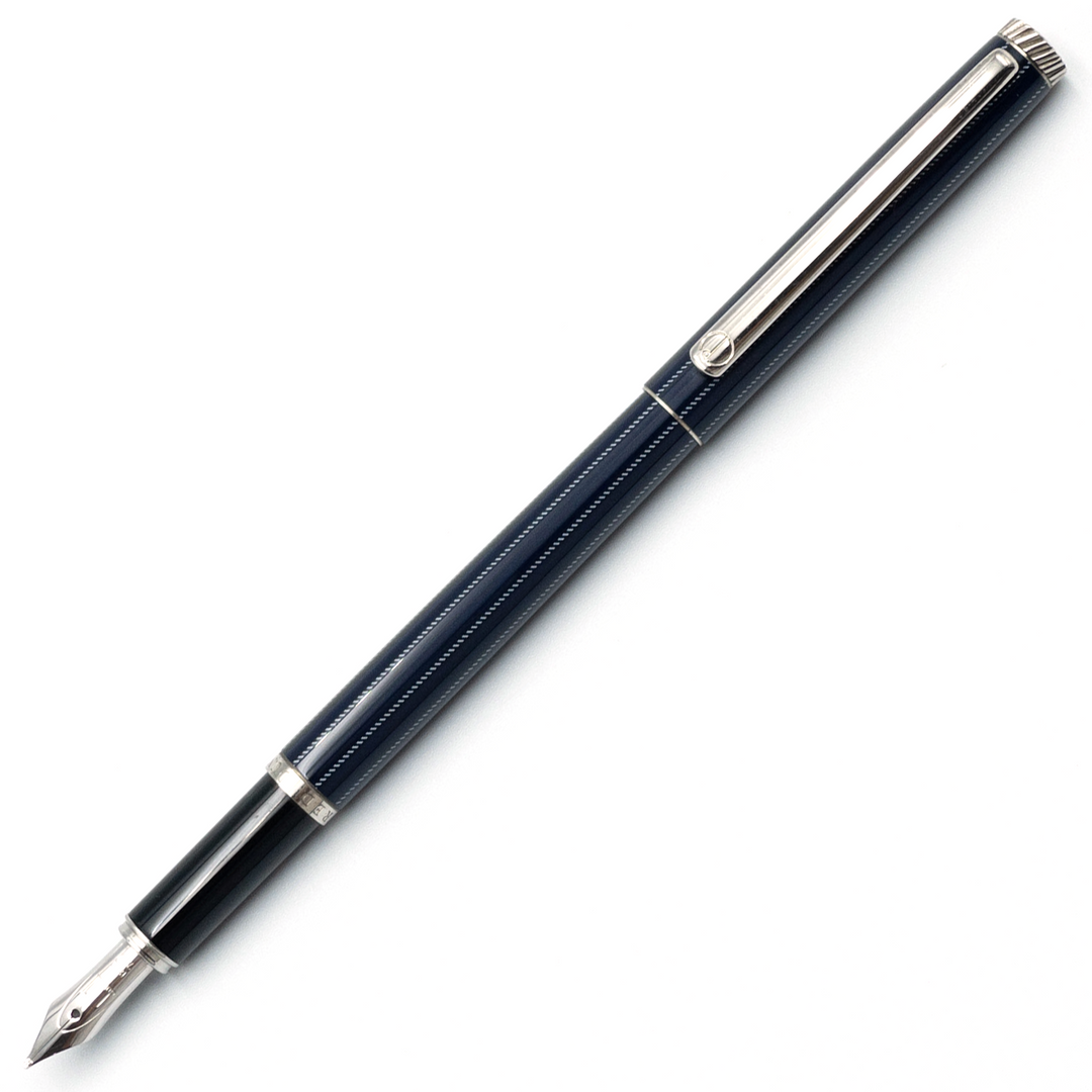 Dunhill Gemline Fountain Pen - Blue Chrome Trim (SLIM) - KSGILLS.com | The Writing Instruments Expert