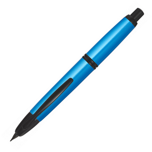 Pilot Capless Trend Metallic Black Matte Trim Fountain Pen - Blue - Nib Black Broad (B) - KSGILLS.com | The Writing Instruments Expert