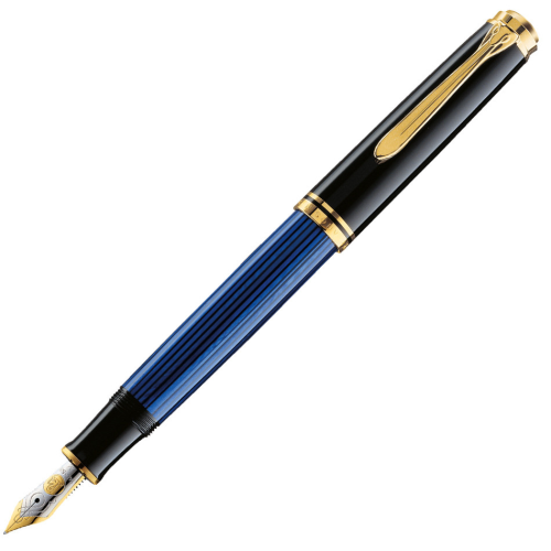 Pelikan Souveran M600 Fountain Pen - Black Blue Gold Trim - KSGILLS.com | The Writing Instruments Expert