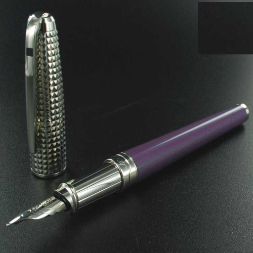 S. T. Dupont Olympio Purple Diamond Palladium Fountain Pen (Smooth Cap) - KSGILLS.com | The Writing Instruments Expert