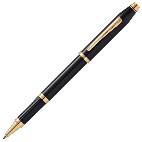 Cross Century II Rollerball Pen -  Black Lacquer Gold Trim - KSGILLS.com | The Writing Instruments Expert