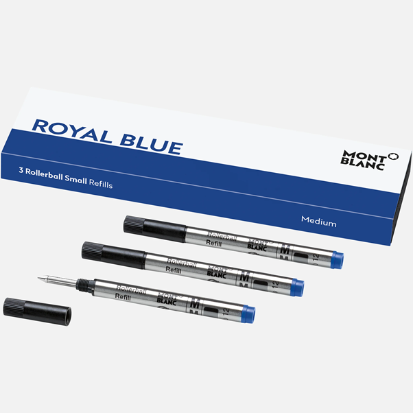 Montblanc Refill Rollerball (SMALL) (Pack of 3) - Royal Blue - MEDIUM - KSGILLS.com | The Writing Instruments Expert