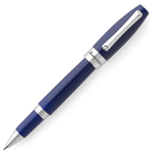 Montegrappa Fortuna Rollerball Pen - Blue Chrome Trim - KSGILLS.com | The Writing Instruments Expert