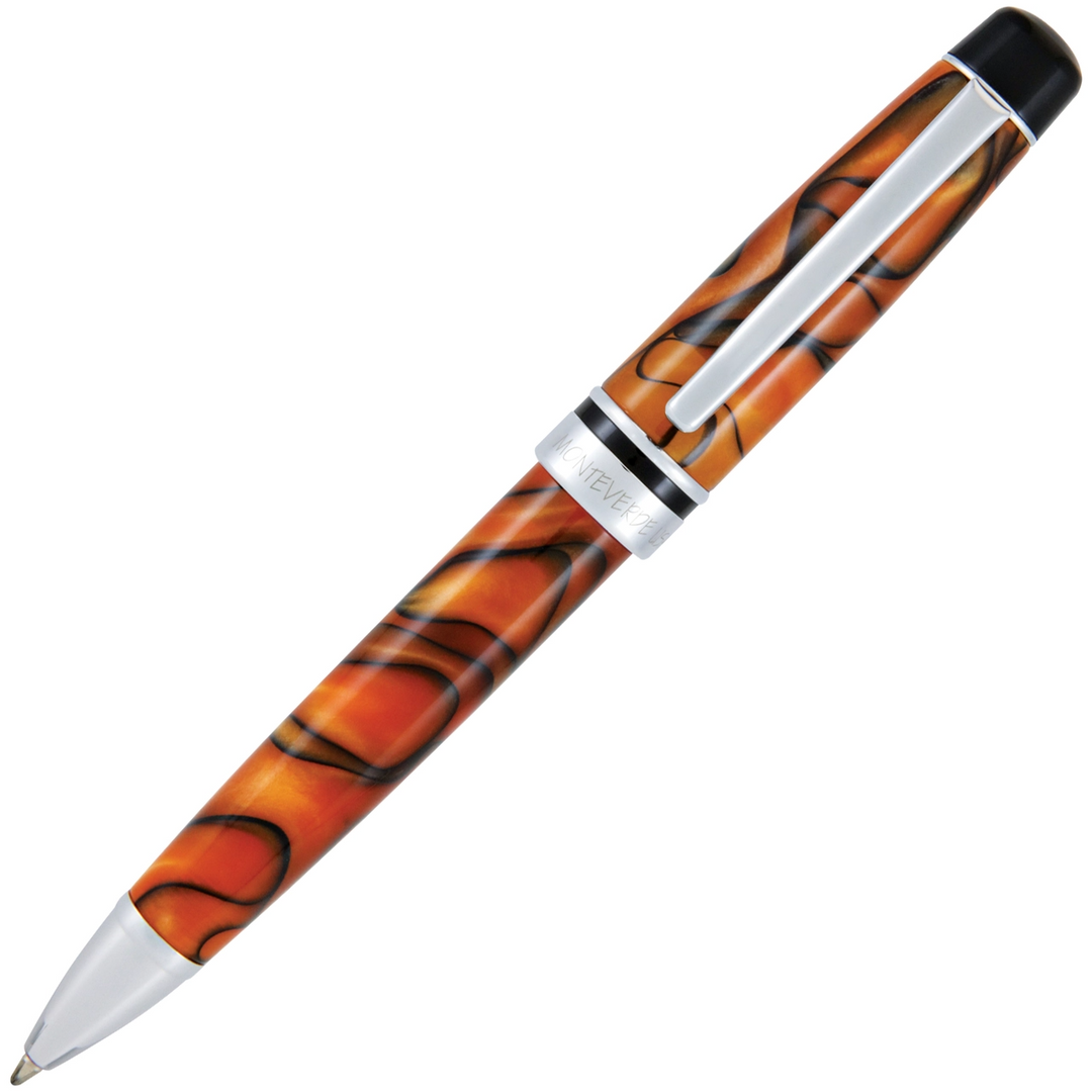 Monteverde Prima Ballpoint Pen - Tiger Eye Orange Swirl - KSGILLS.com | The Writing Instruments Expert