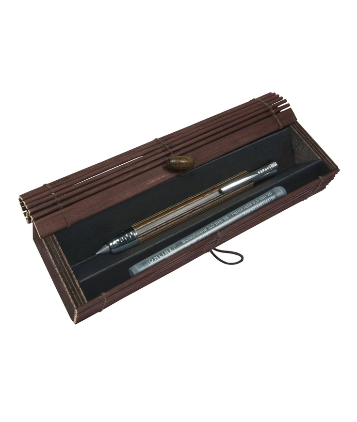 ONLINE Sketch Mechanical Pencil (Clutch) - Maroon Wood Brown Chrome Trim - KSGILLS.com | The Writing Instruments Expert