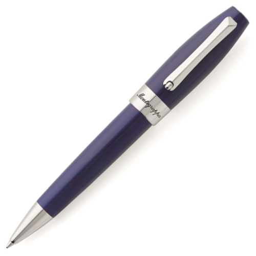 Montegrappa Fortuna Ballpoint Pen - Blue Chrome Trim - KSGILLS.com | The Writing Instruments Expert