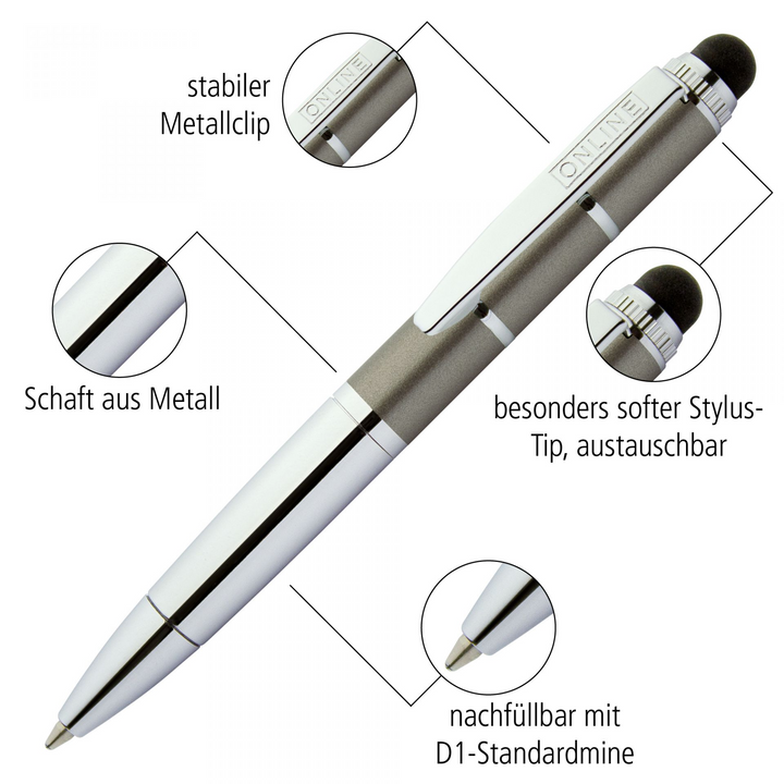 Online Piccolo Ballpoint Pen - Metallic Blue (Mini Sized with Stylus) - KSGILLS.com | The Writing Instruments Expert