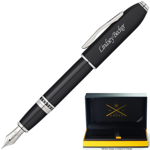 Cross Peerless Fountain Pen - Obsidian Black Lacquer Platinum Trim 18K - KSGILLS.com | The Writing Instruments Expert