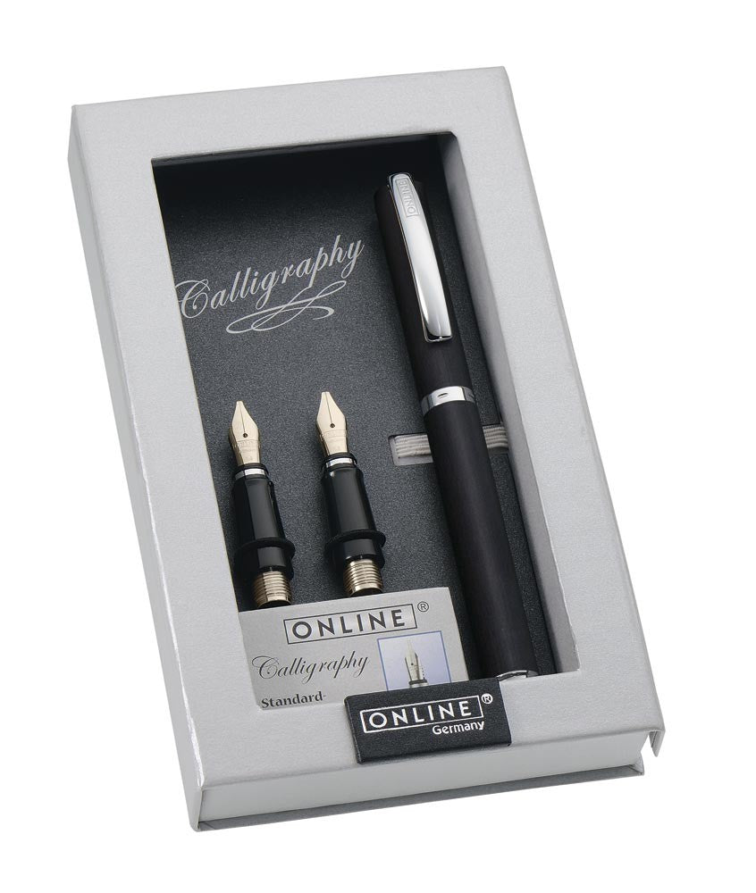 ONLINE Vision Classic Calligraphy Pen SET - Black Chrome Trim (3 in 1 Fountain Pen) - KSGILLS.com | The Writing Instruments Expert