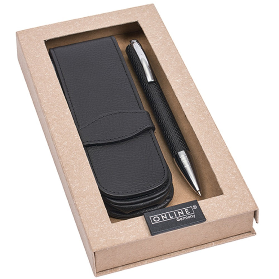 ONLINE Vision Profile Ballpoint Pen - Black Chrome Trim (with Leather Case) - KSGILLS.com | The Writing Instruments Expert