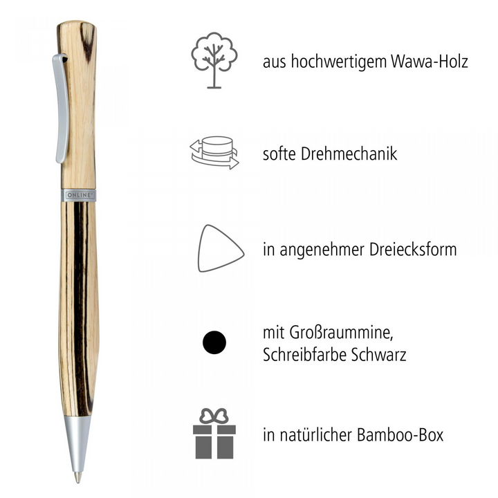 ONLINE Newood Ballpoint Pen - Bamboo Wood Brown Chrome Trim - KSGILLS.com | The Writing Instruments Expert