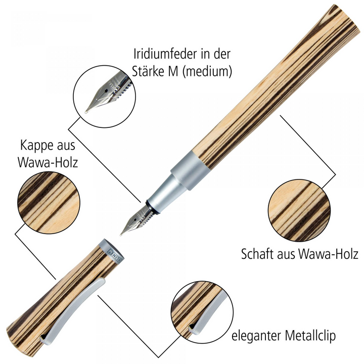 ONLINE Newood Fountain Pen - Bamboo Wood Brown Chrome Trim - KSGILLS.com | The Writing Instruments Expert