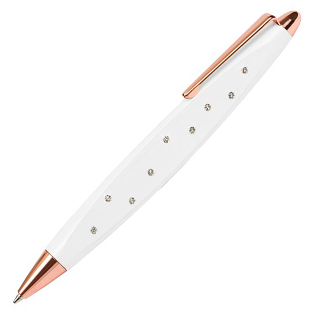 Online Crystal Style Ballpoint Pen - White Gold Trim (with SWAROVSKI) - KSGILLS.com | The Writing Instruments Expert