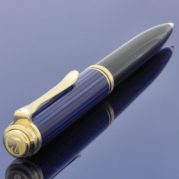 Pelikan Souveran K600 Ballpoint Pen - Black Blue Gold Trim - KSGILLS.com | The Writing Instruments Expert