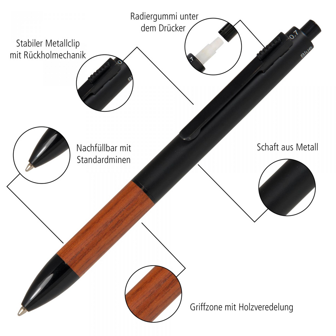ONLINE Multifunction Pen - Rosewood Brown Black Trim (3+1) - KSGILLS.com | The Writing Instruments Expert