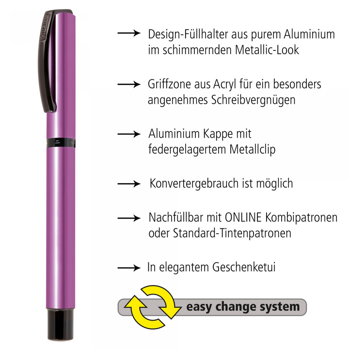 ONLINE Vision Magic Fountain Pen SET - Pink Black Trim - KSGILLS.com | The Writing Instruments Expert