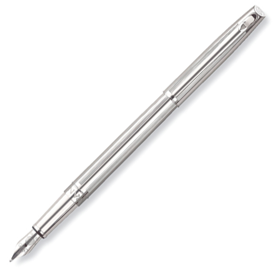 Caran d'Ache Leman Fountain Pen - Madison Cisele Rolled Platinum (SLIM) - KSGILLS.com | The Writing Instruments Expert