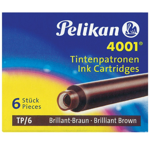 Pelikan Ink Cartridge 4001 TP/6 (Pack of 6) - Brilliant Brown - KSGILLS.com | The Writing Instruments Expert