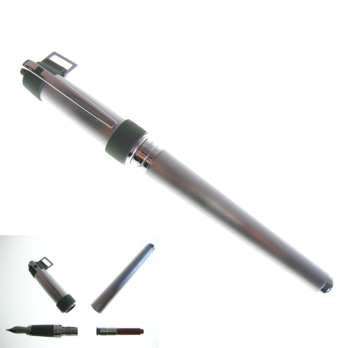 S.T. Dupont Olympio Drill Grey Rubber Palladium Fountain Pen - KSGILLS.com | The Writing Instruments Expert