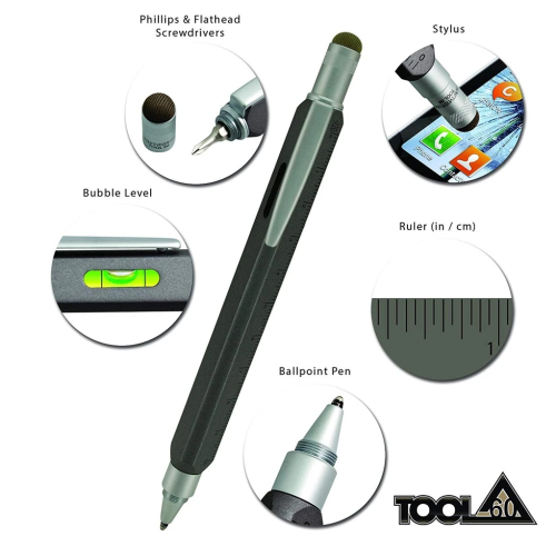Monteverde Tool Pen Multifunction Ballpoint - Platinum Grey - KSGILLS.com | The Writing Instruments Expert
