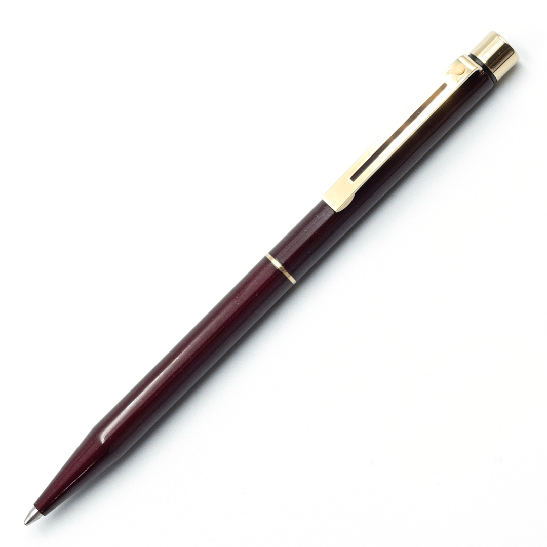 Sheaffer Targa Slimline Ballpoint Pen - Burgundy Red Gold Trim (USA Classic Edition) - KSGILLS.com | The Writing Instruments Expert