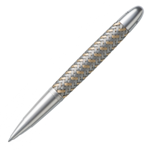 Porsche Design TecFlex P'3110 Steel Gold Rollerball Pen - KSGILLS.com | The Writing Instruments Expert