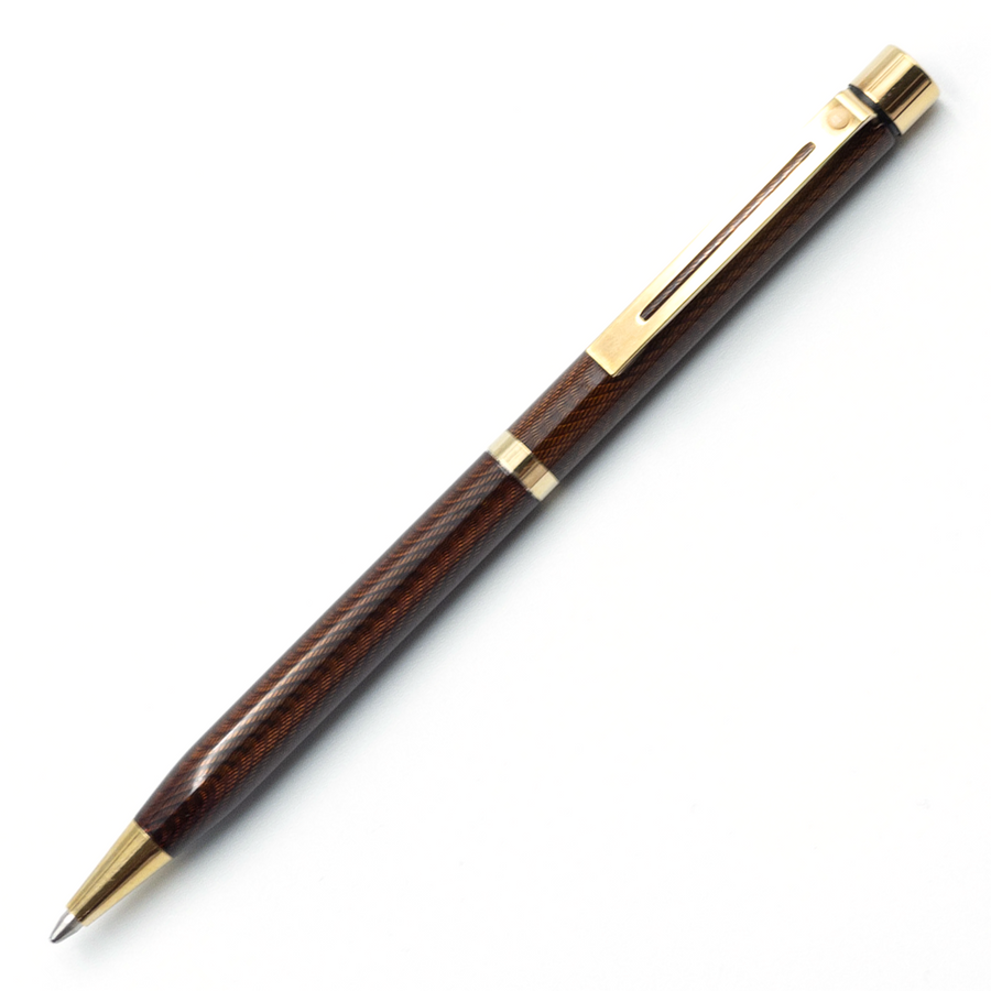 Sheaffer Targa Slimline Ballpoint Pen - Orange Chevron Gold Trim (USA Classic Edition) - KSGILLS.com | The Writing Instruments Expert