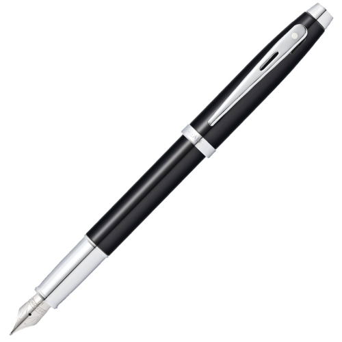 Sheaffer 100 Fountain Pen - Glossy Black Lacquer Chrome Trim - KSGILLS.com | The Writing Instruments Expert