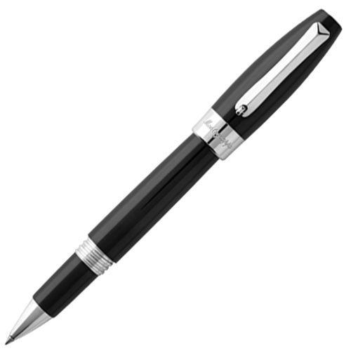 Montegrappa Fortuna Rollerball Pen - Black Chrome Trim - KSGILLS.com | The Writing Instruments Expert