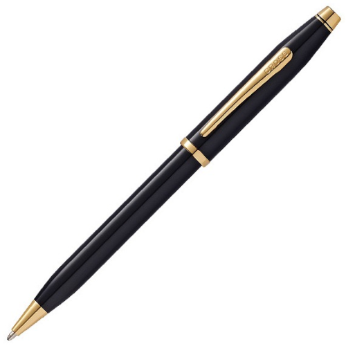 Cross Century II Ballpoint Pen -  Black Lacquer Gold Trim - KSGILLS.com | The Writing Instruments Expert