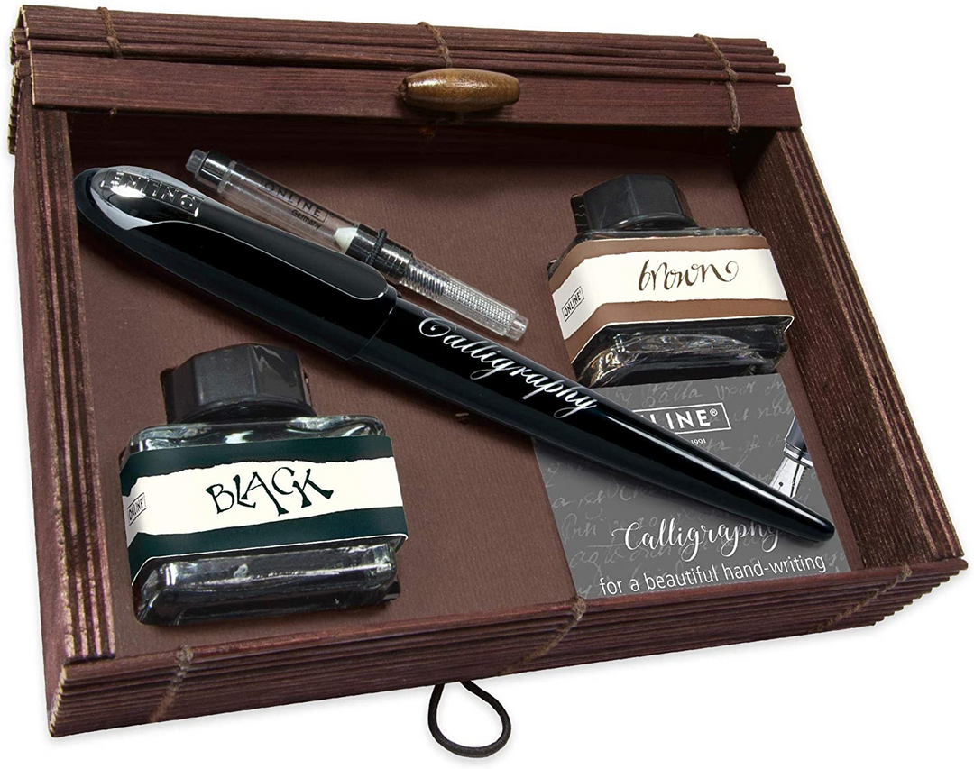 ONLINE Air Bamboo Calligraphy Pen SET - Black Chrome Trim (1.4mm Fountain Pen) - KSGILLS.com | The Writing Instruments Expert