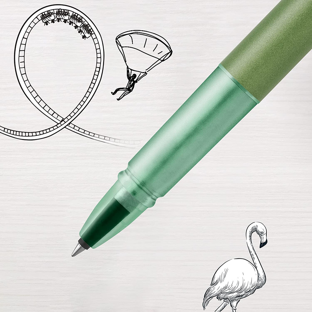 Parker Vector XL Rollerball Pen - Savannah Green Chrome Trim - Refill Black Medium - KSGILLS.com | The Writing Instruments Expert
