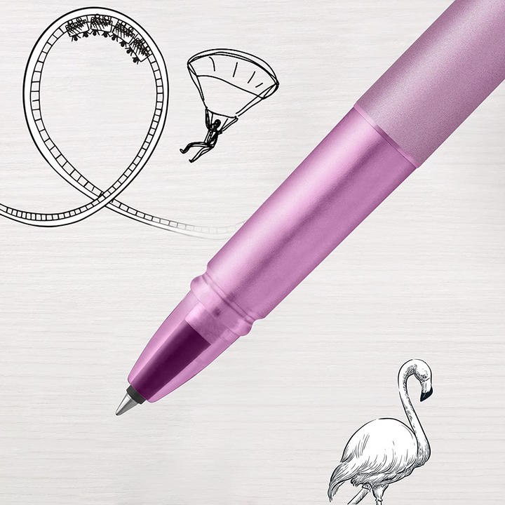 Parker Vector XL Rollerball Pen - Lilac Pink Chrome Trim - Refill Black Medium - KSGILLS.com | The Writing Instruments Expert