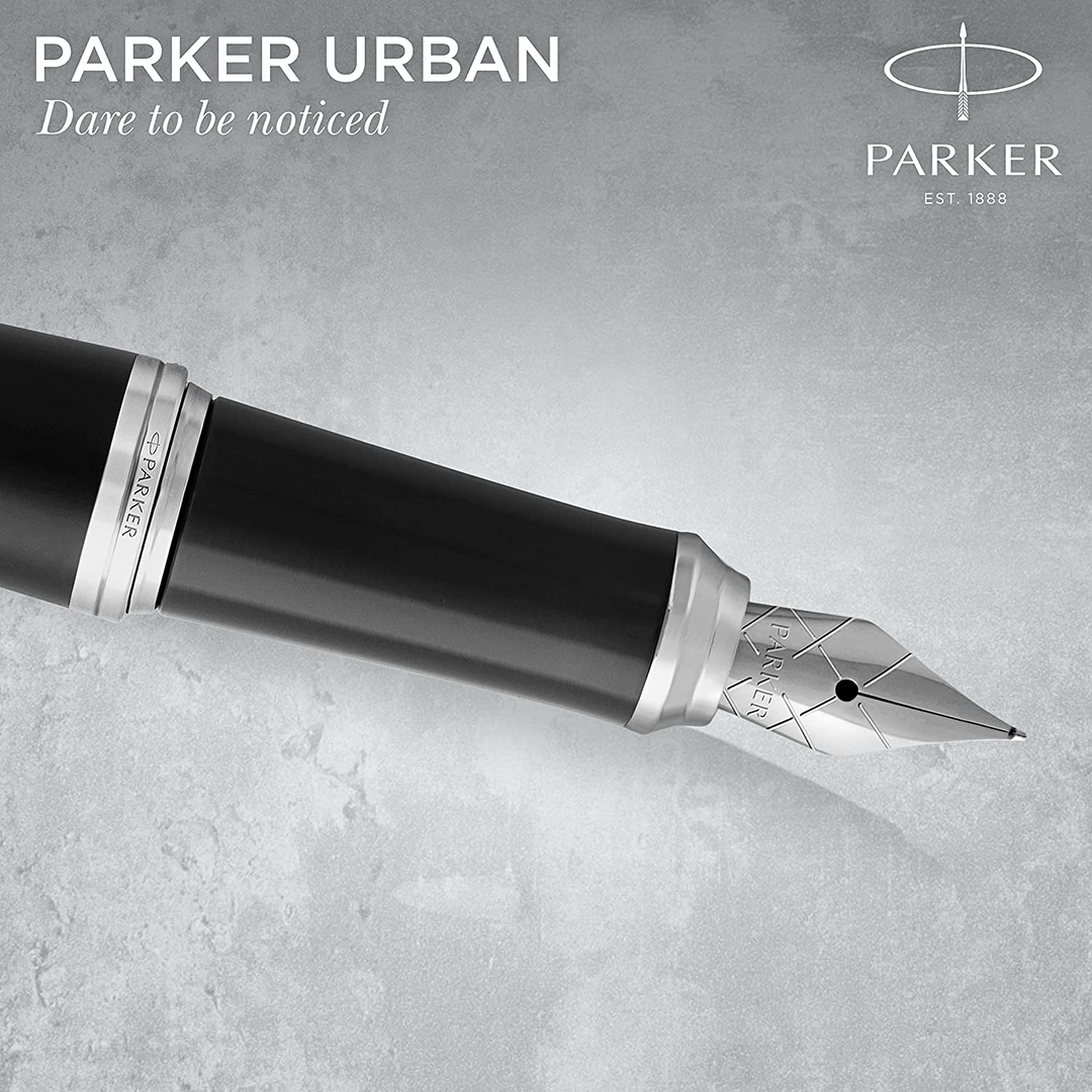 Parker Urban Premium Fountain Pen SET - Silvered Powder Chrome Trim (with KSGILLS Premium Gift Box) - KSGILLS.com | The Writing Instruments Expert