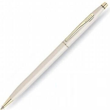 Cross Classic Century Ballpoint Pen - White Pearl Gold Trim - KSGILLS.com | The Writing Instruments Expert
