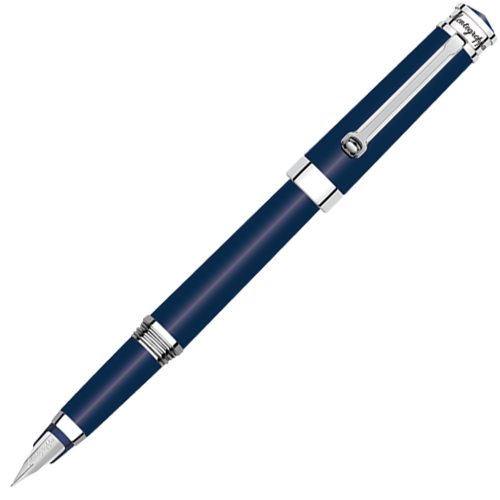 Montegrappa Parola Navy Blue Chrome Trim Fountain Pen - KSGILLS.com | The Writing Instruments Expert
